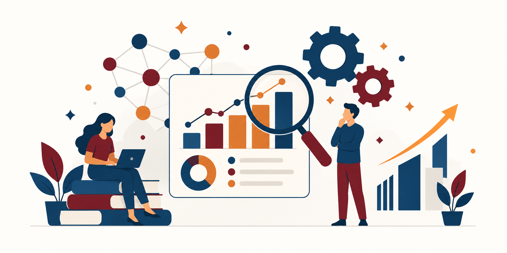 Ilustración de ciencia de datos para nuevos negocios y transformación digital